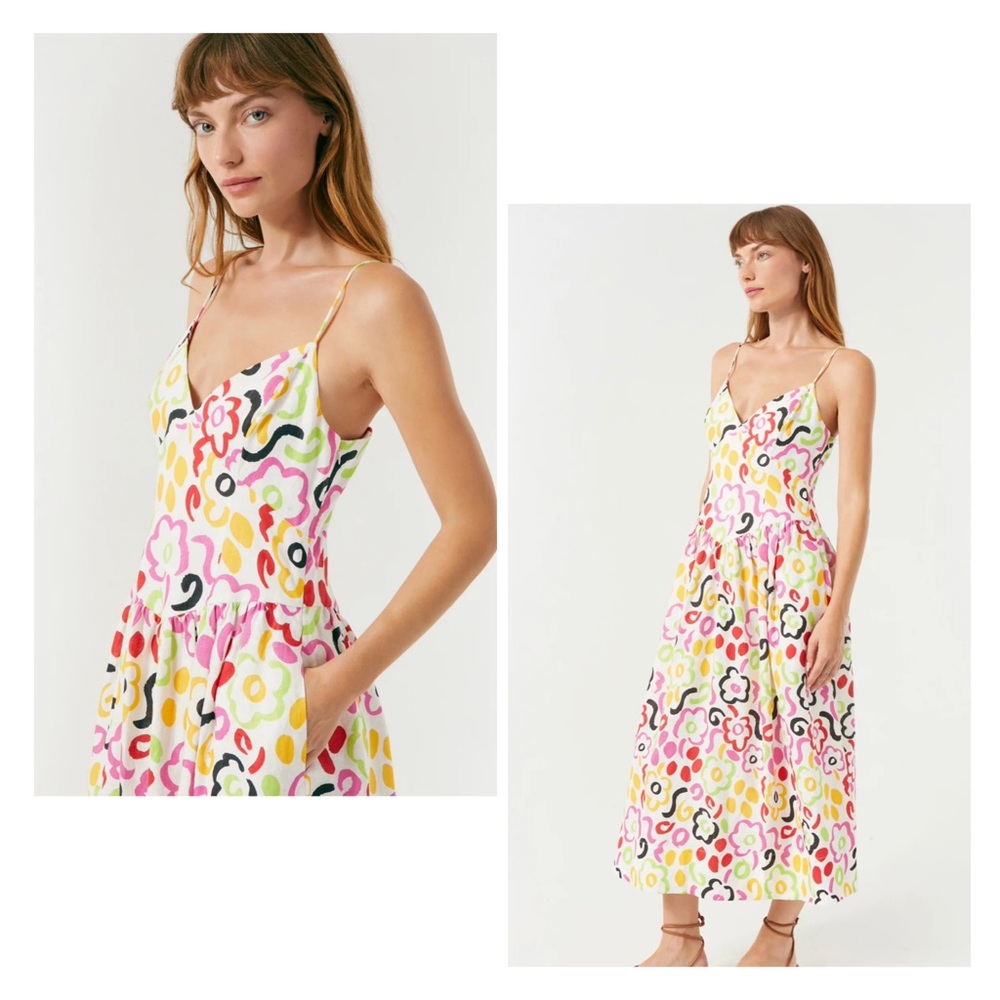 RHODE Linen Sophie Dress in Painted Bloom